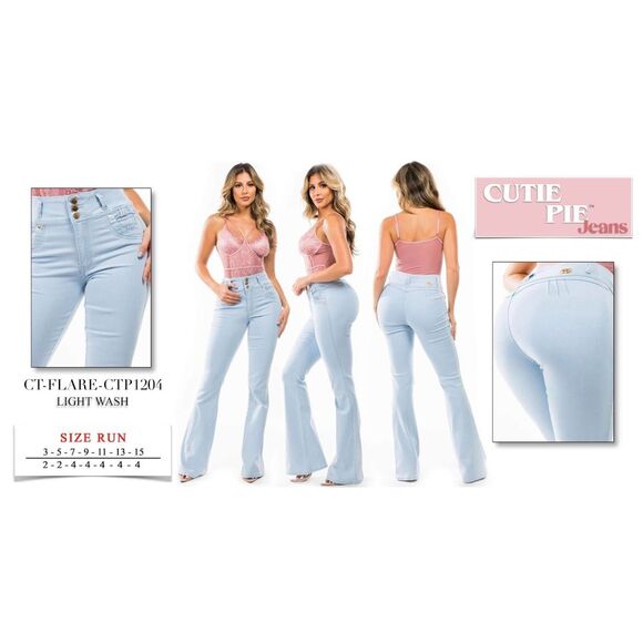 WAIST 33 INCHES SIZE 15 FLARE JEANS STRETCH DENIM PUSH UP BLUE 15-2 CTP1204 SZ15 - Picture 16 of 16